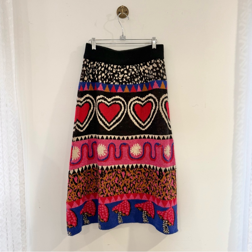 Farm Rio Graphic Elements Ainika Midi Printed Sweater Skirt